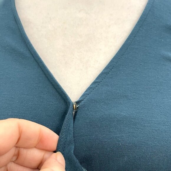 NWT Garnet Hill Kimono Sleeve Jumpsuit Stretch Wide Leg Cropped Teal size XS - Picture 6 of 13